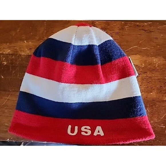 United States Soccer Beanie USA Knit Hat Cap Red White Blue GUC Reversible - Picture 5 of 11